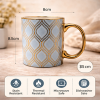 Cuire Floral Golden Ceramic Coffee Mug | Mug for Him & Her | Perfect for Gifting | 370ml (Set of 1)